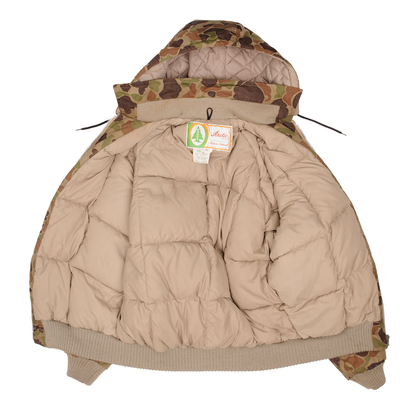 Vintage Woods Arctic Brand Duck Camo Puffer Hunting Jacket Size Medium 