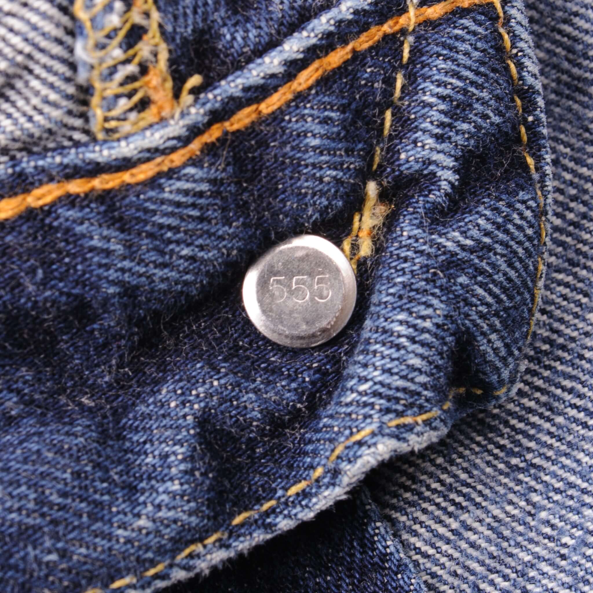 Beautiful Indigo Levis 501 Z XX Jeans With Single Stitch, Hidden Rivet and Selvedge Made in USA with Medium Dark Blue Wash.  Size 34X32 on tag actual size 31X29 Back Button #555