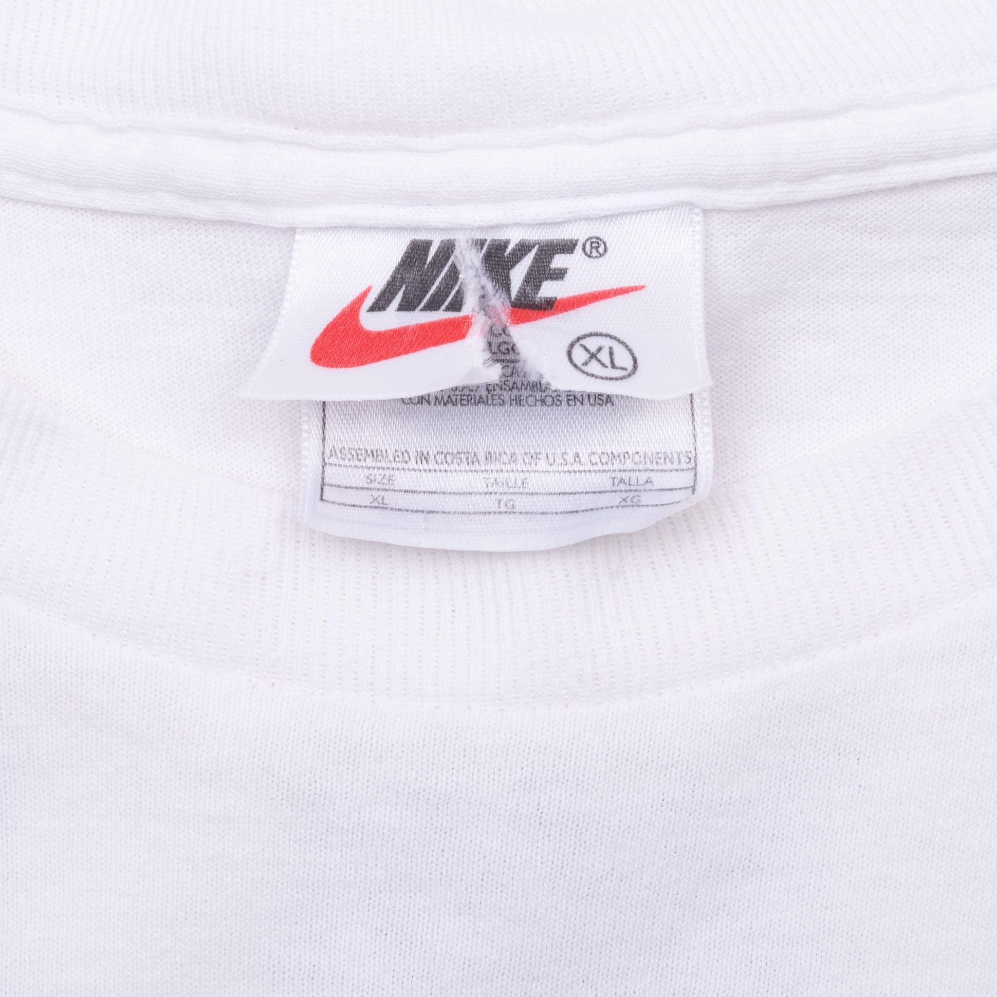 Vintage Nike Spellout Center Swoosh White Tee Shirt 1990S Size XL