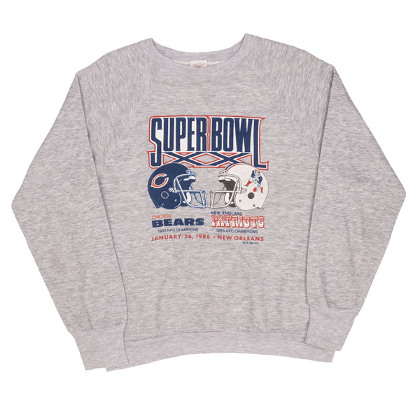 Vintage NFL XX Super Bowl New England Patriots Vs Chicago Bears Sweatshirt 1985 Size Medium Made In USA
