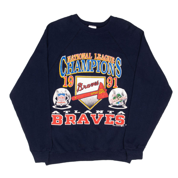 Vintage MLB Atlanta Braves Champions 1991 Tultex Sweatshirt Size Large Made In USA
