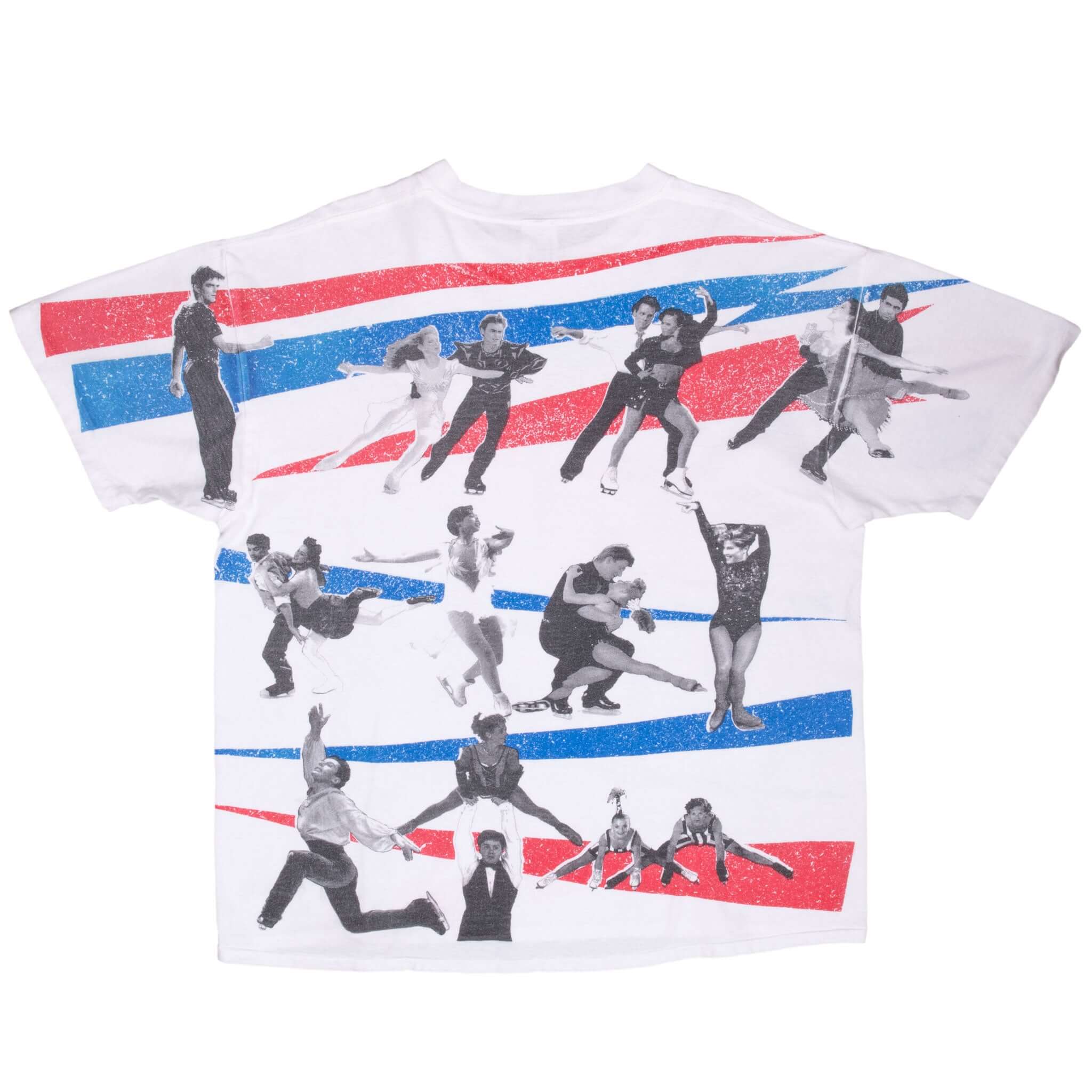 Vintage Figure Skating World Tour 1995 All Over Print Tee Shirt Size XL With Single Stitch Sleeves