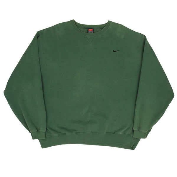 Vintage Nike Swoosh Green Crewneck Sweatshirt 1990S Size 2XL 