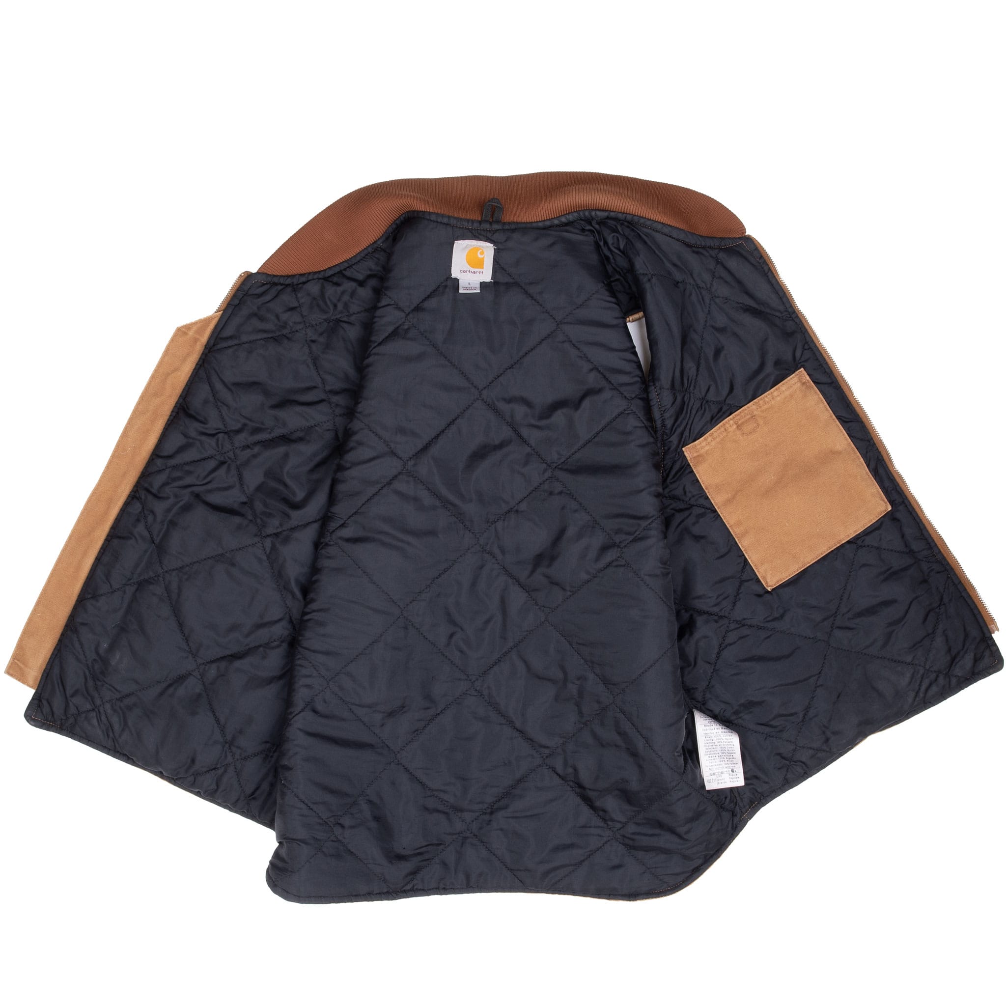 VINTAGE CARHARTT BROWN QUILT LINED VEST JACKET V02211 2015 LARGE