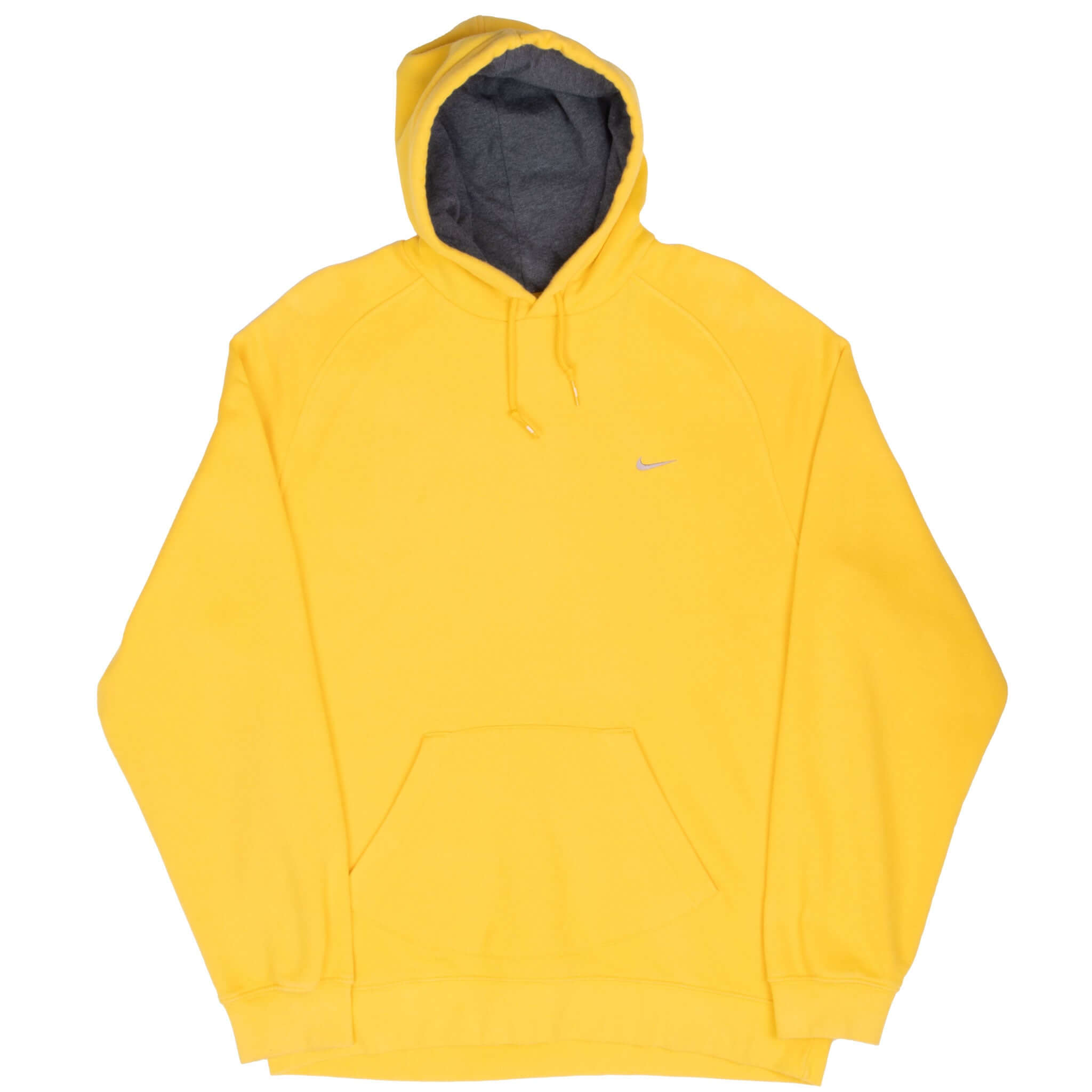 Vintage Nike Classic Swoosh Yellow Hoodie Sweatshirt 2000S Size XL