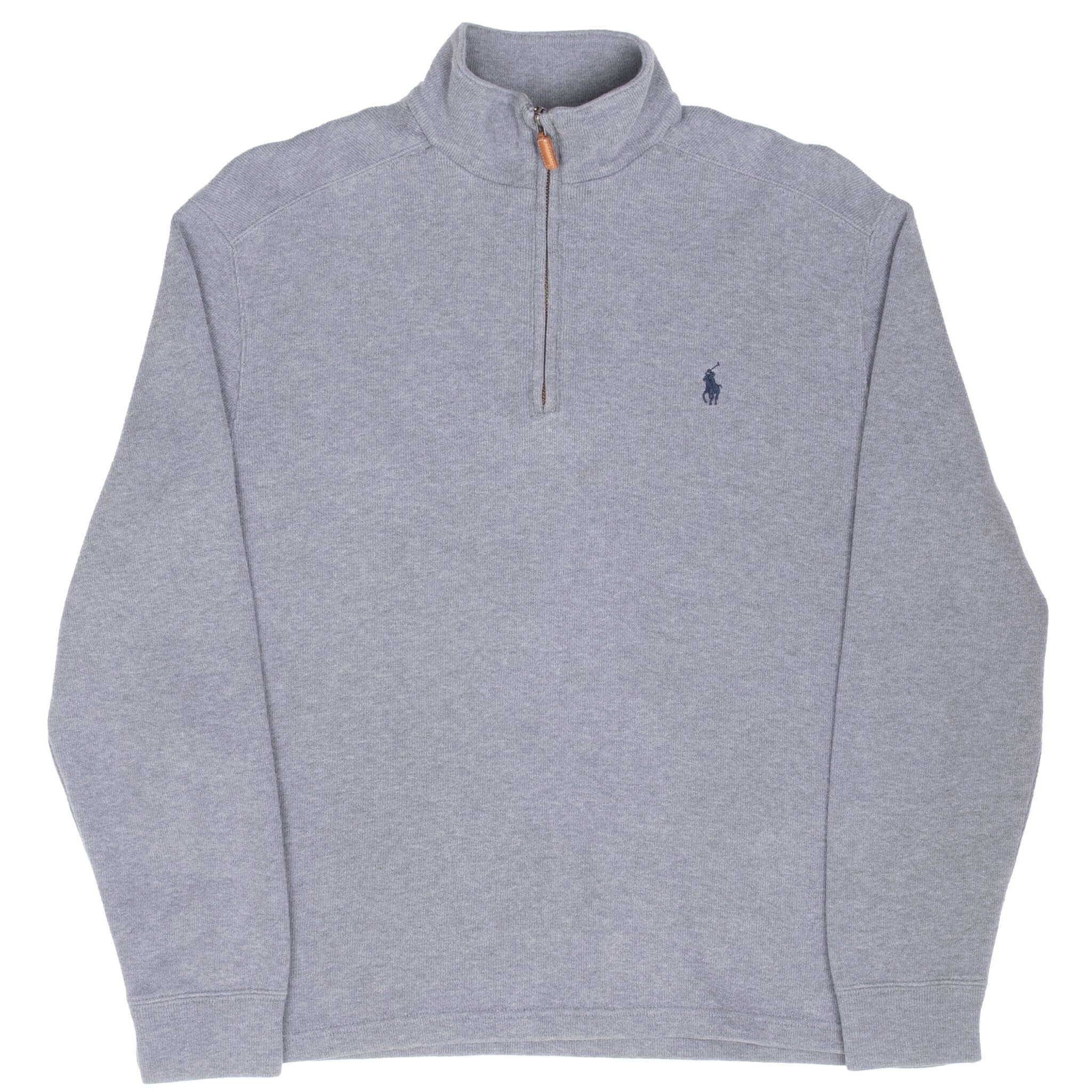 Vintage Polo Ralph Lauren Grey Quarter 1/4 Zip Sweater 1990S Size Medium