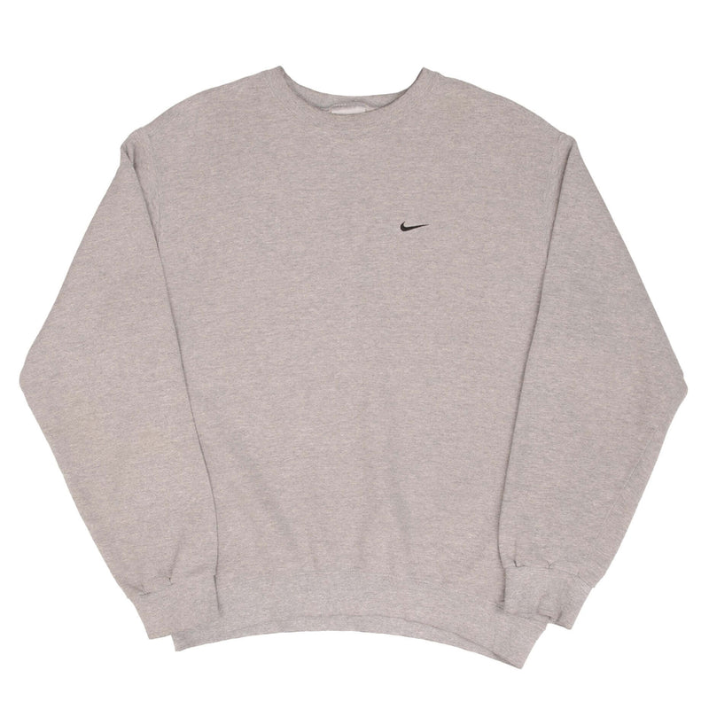 Vintage Nike Classic Swoosh Gray Sweatshirt 2000S Size Medium