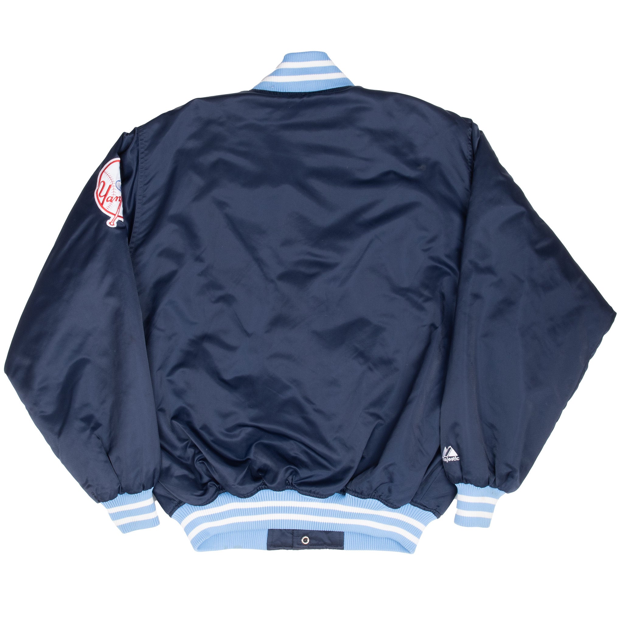 Vintage Mlb New York Yankees 1990S Majestic Bomber Satin Jacket Size Medium
