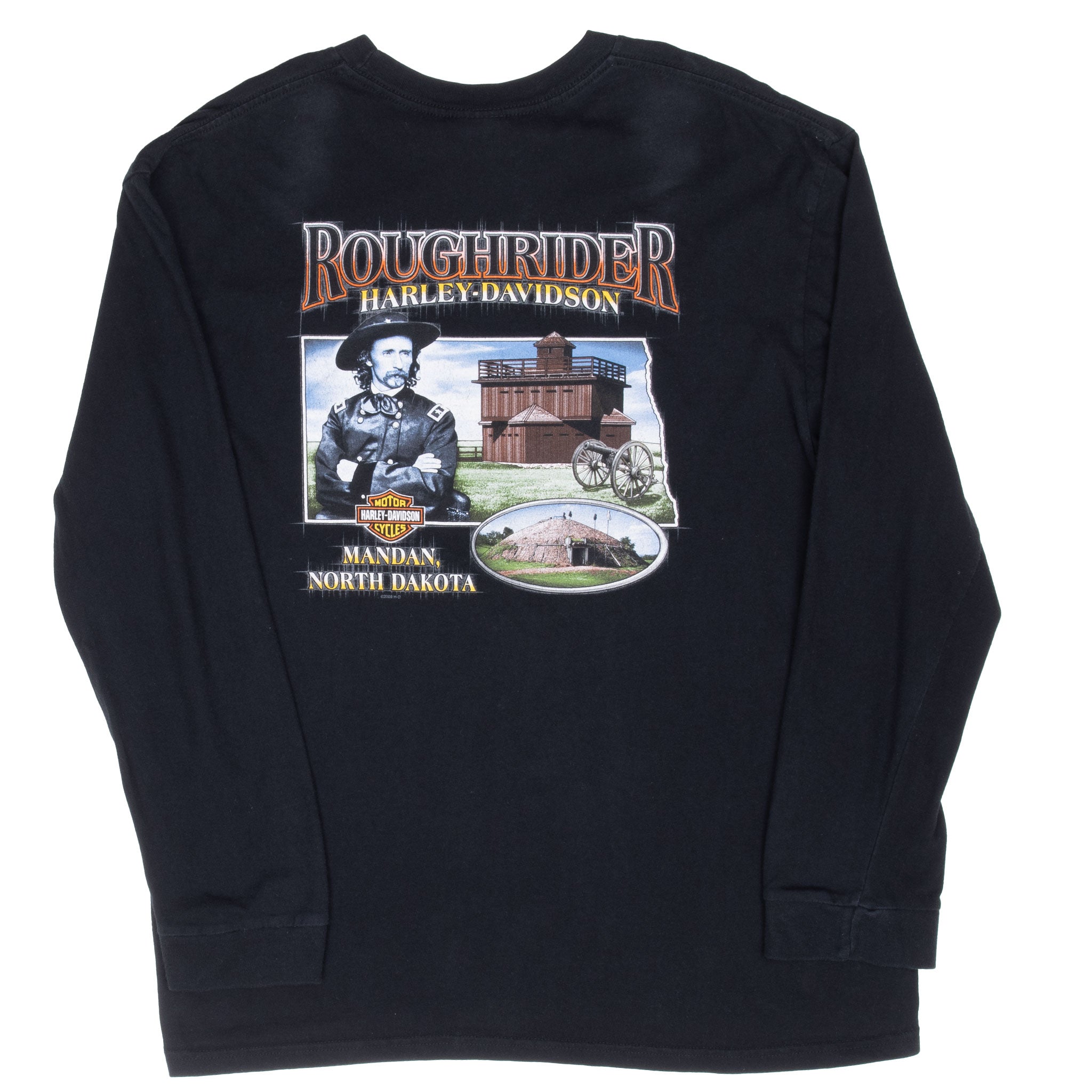 Vintage Harley Davidson Mandan North Dakota Wolf Long Sleeve Tee Shirt 2009 Size XL