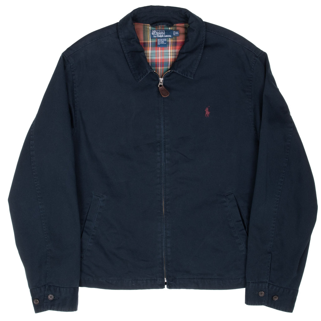 VINTAGE POLO RALPH LAUREN NAVY BLUE HARRINGTON GOLF JACKET 1990S XL