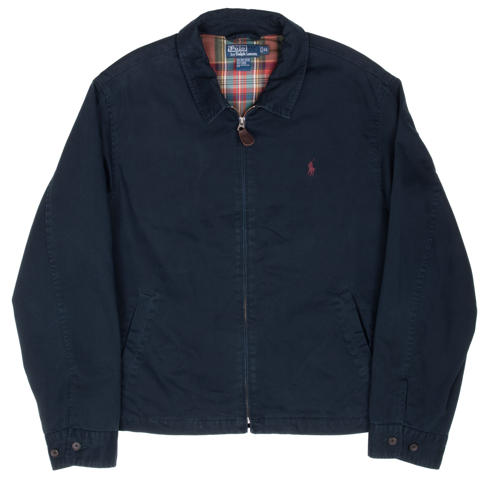 VINTAGE POLO RALPH LAUREN NAVY BLUE HARRINGTON GOLF JACKET 1990S XL