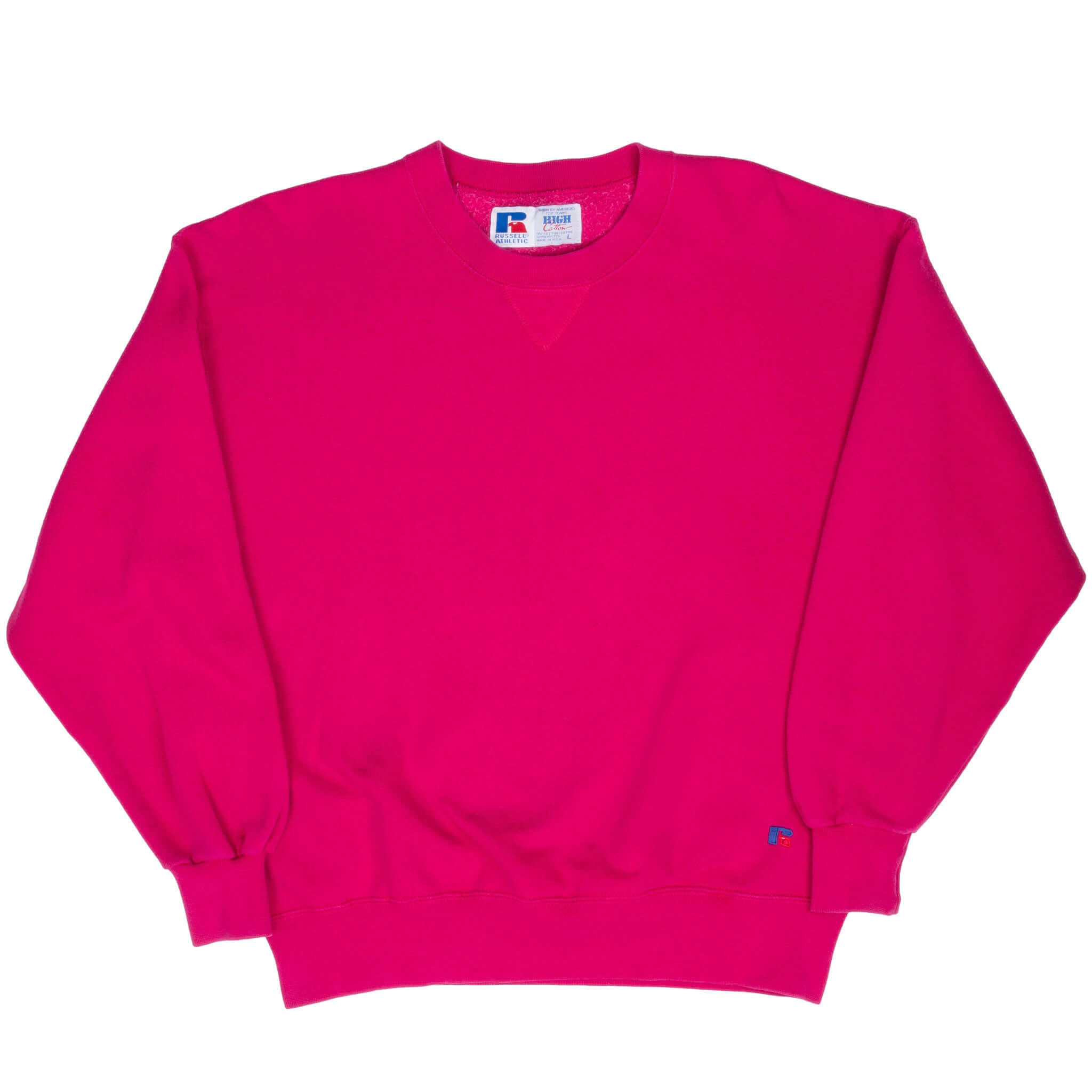 Vintage Russell Athletic Blank Pink Sweatshirt 1990S Size Large Made In USA