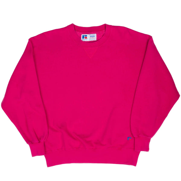 Vintage Russell Athletic Blank Pink Sweatshirt 1990S Size Large Made In USA