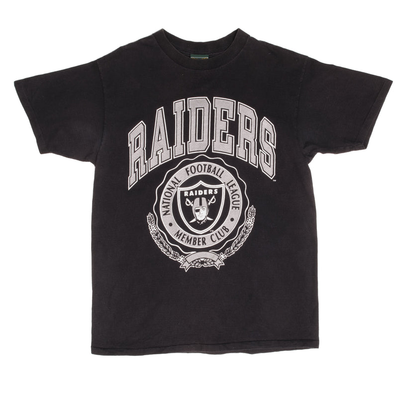 Vintage NFL Los Angeles Raiders Tee Shirt 1990S Size Large Made In USA With Single Stitch Sleeves