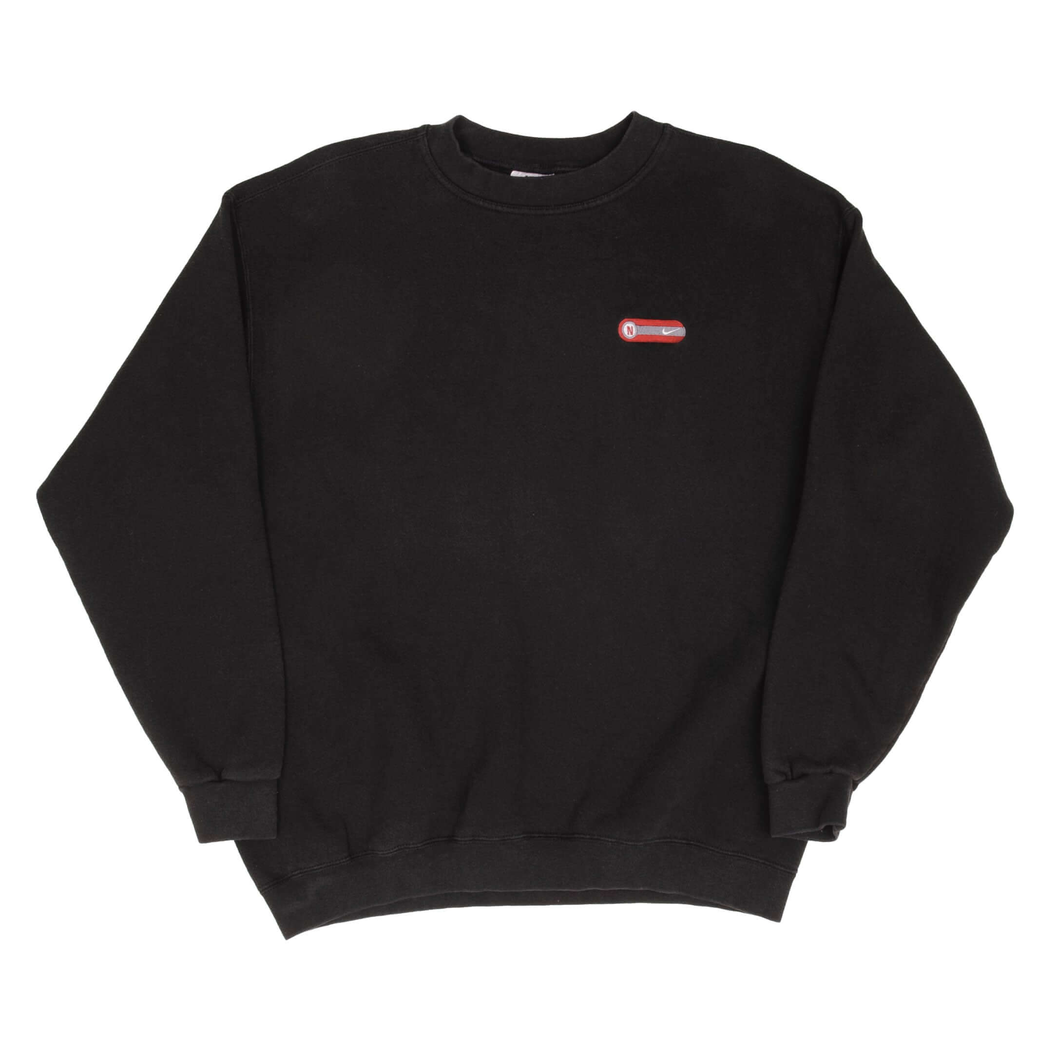Vintage Nike Classic Swoosh Black Sweatshirt 1990S Size Large Made In USA