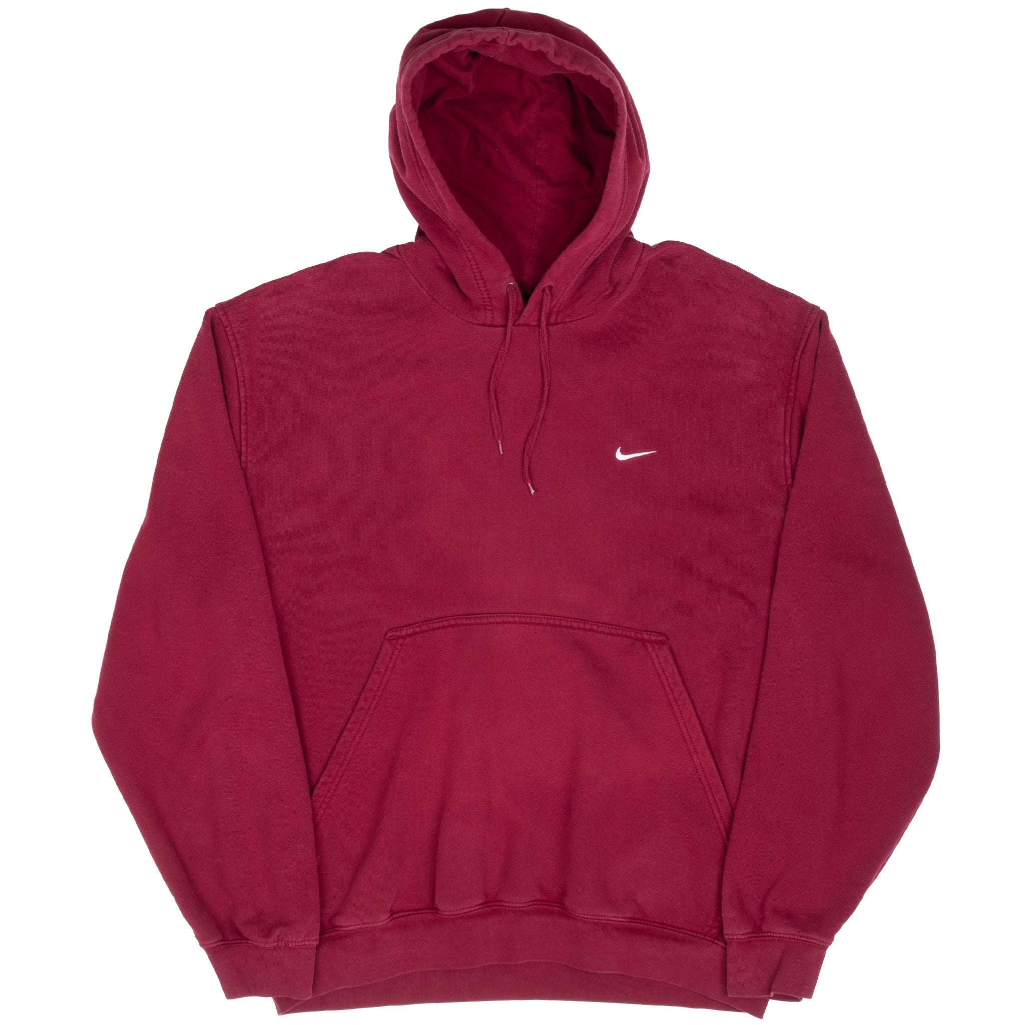 Vintage Nike Classic Swoosh Red Burgundy Hoodie Sweatshirt 2000S Size Large