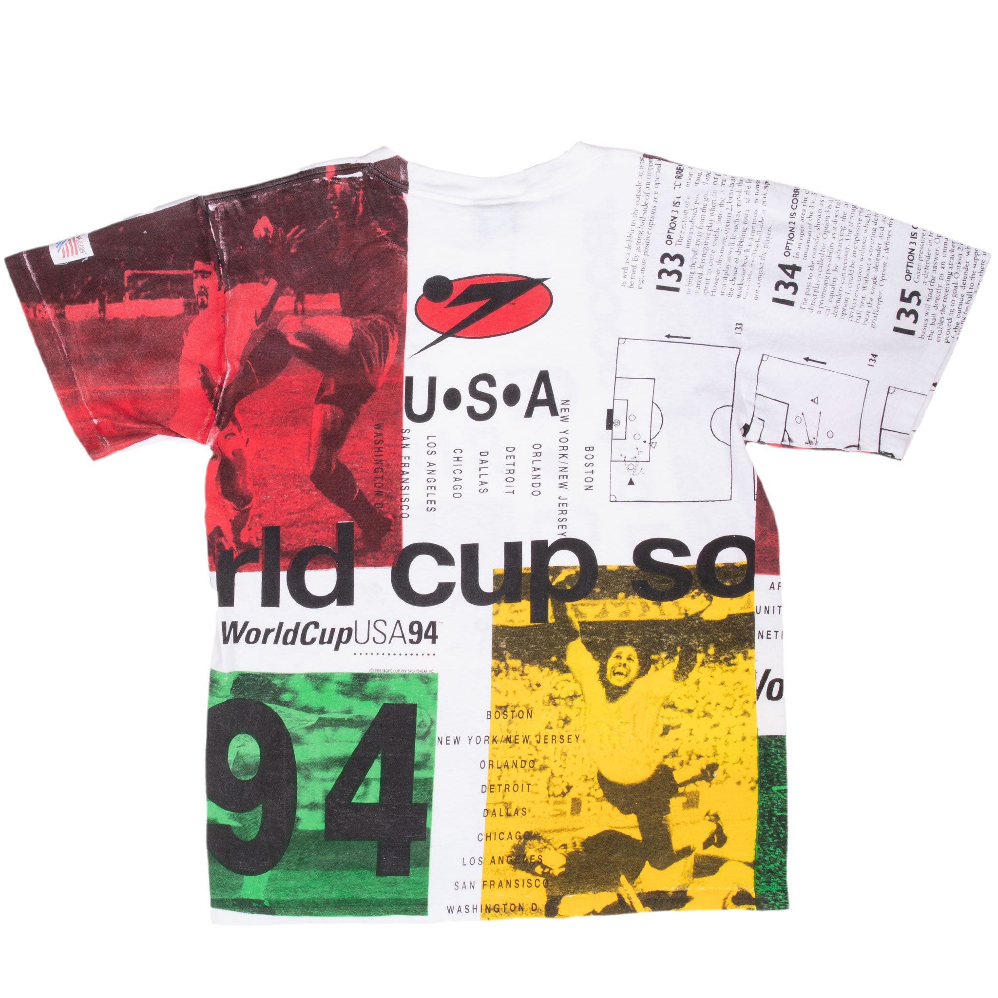 Vintage Soccer World Cup 1994 Usa All Over Print Tee Shirt Size Large With Single Stitch Sleeves