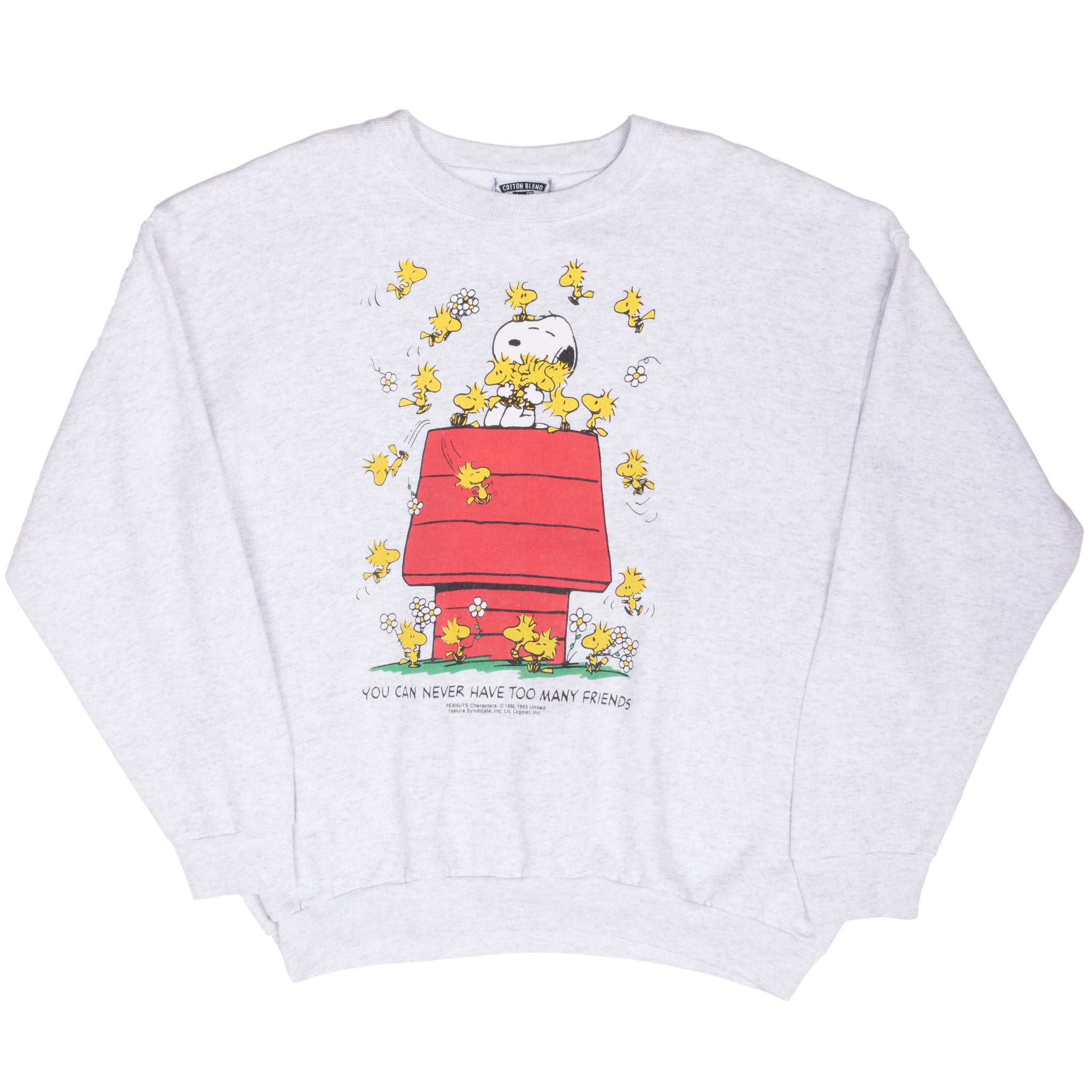 Vintage Snoopy Woodstock You Can Never Have Too Many Friends Sweatshirt 1990S Size XL Made In Usa