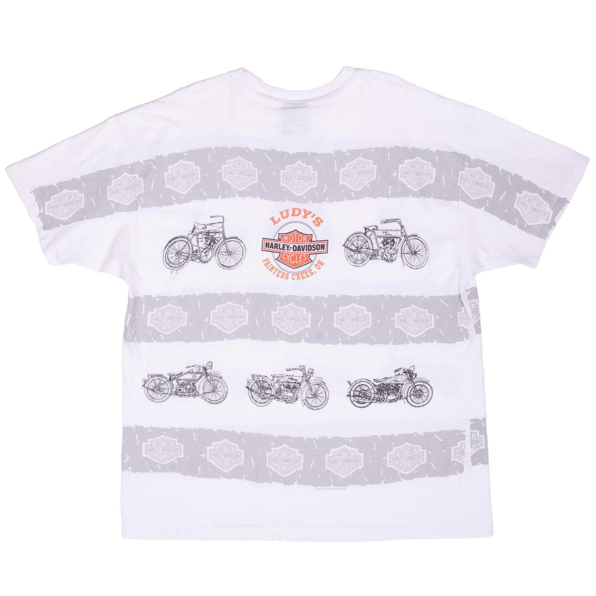 Vintage All Over Print 90th Anniversary Harley Davidson Tee Shirt 1993 Size XL Made In USA With Single Stitch Sleeves