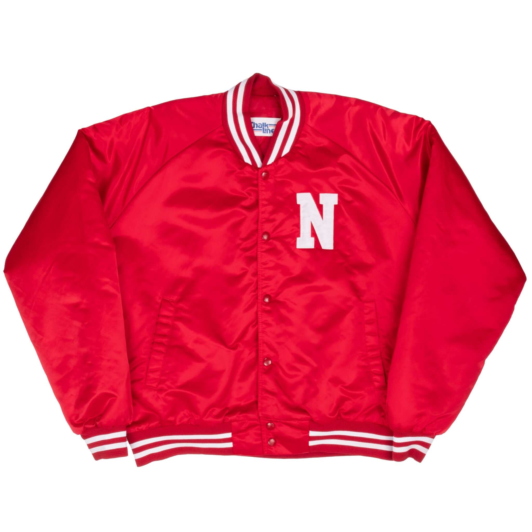 Vintage Ncaa Nebraska Satin Chalk Line Bomber Jacket 1990S Size XL