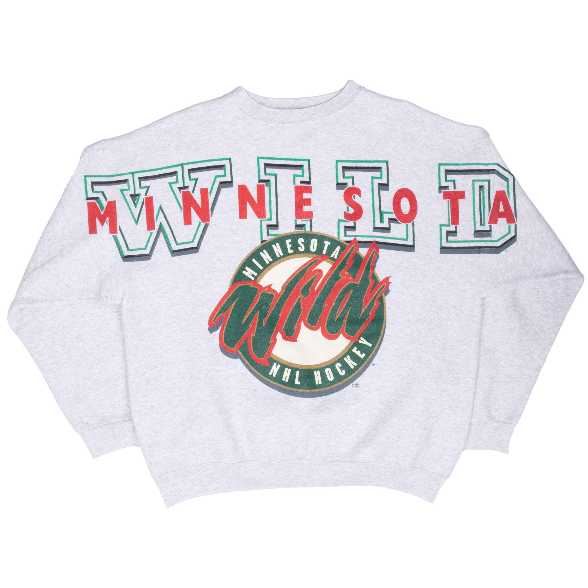 Vintage Nhl Minnesota Wild All Over Print Sweatshirt 1990S Size XL Made In Usa