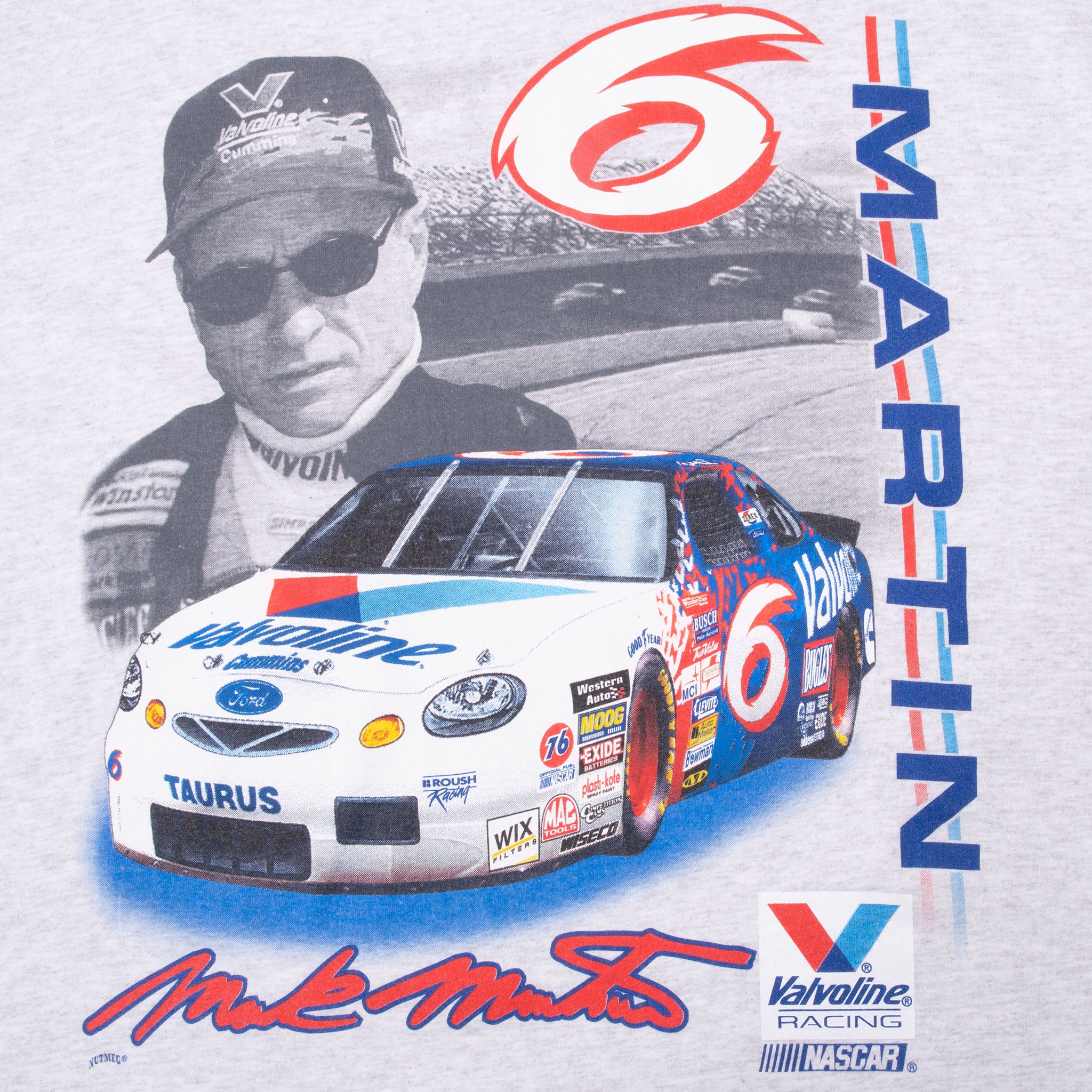VINTAGE NASCAR MARK MARTIN #6 1990S GREY TEE SHIRT 2XL