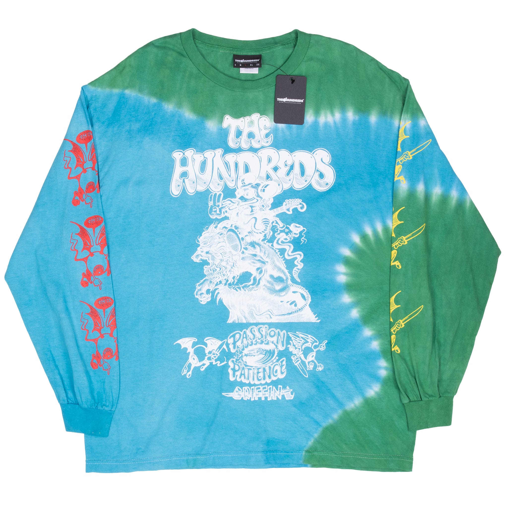 THE HUNDREDS X RICK GRIFFIN 2021 TIE DYE LONG SLEEVE TEE SHIRT SIZE LARGE DEADSTOCK