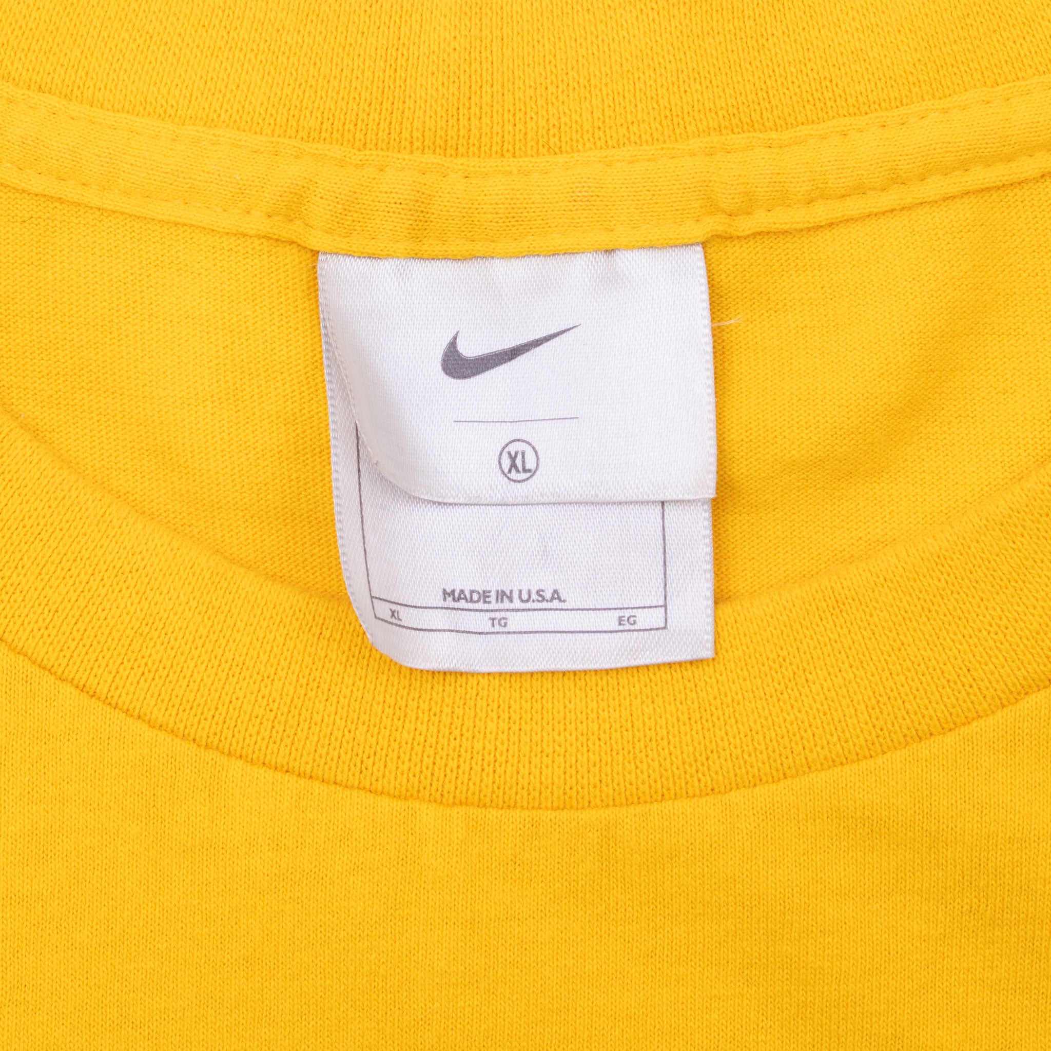 Vintage Nike Classic Swoosh Yellow Tee Shirt 2000S Size XL Made In Usa