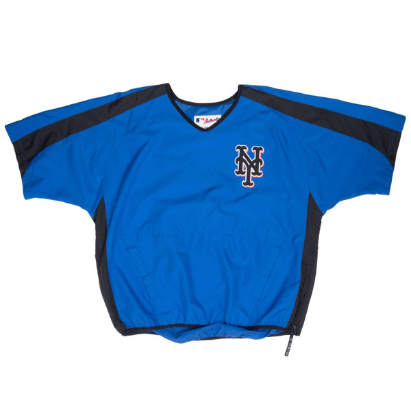 Vintage Mlb New York Mets Short Sleeve Pullover Majestic Windbreaker 2000S Size Large