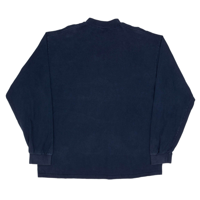 Vintage Navy Blue Nike Long Sleeve High Turtle Neck 1990s Heavy Weight Tee Shirt Size XL Made In USA