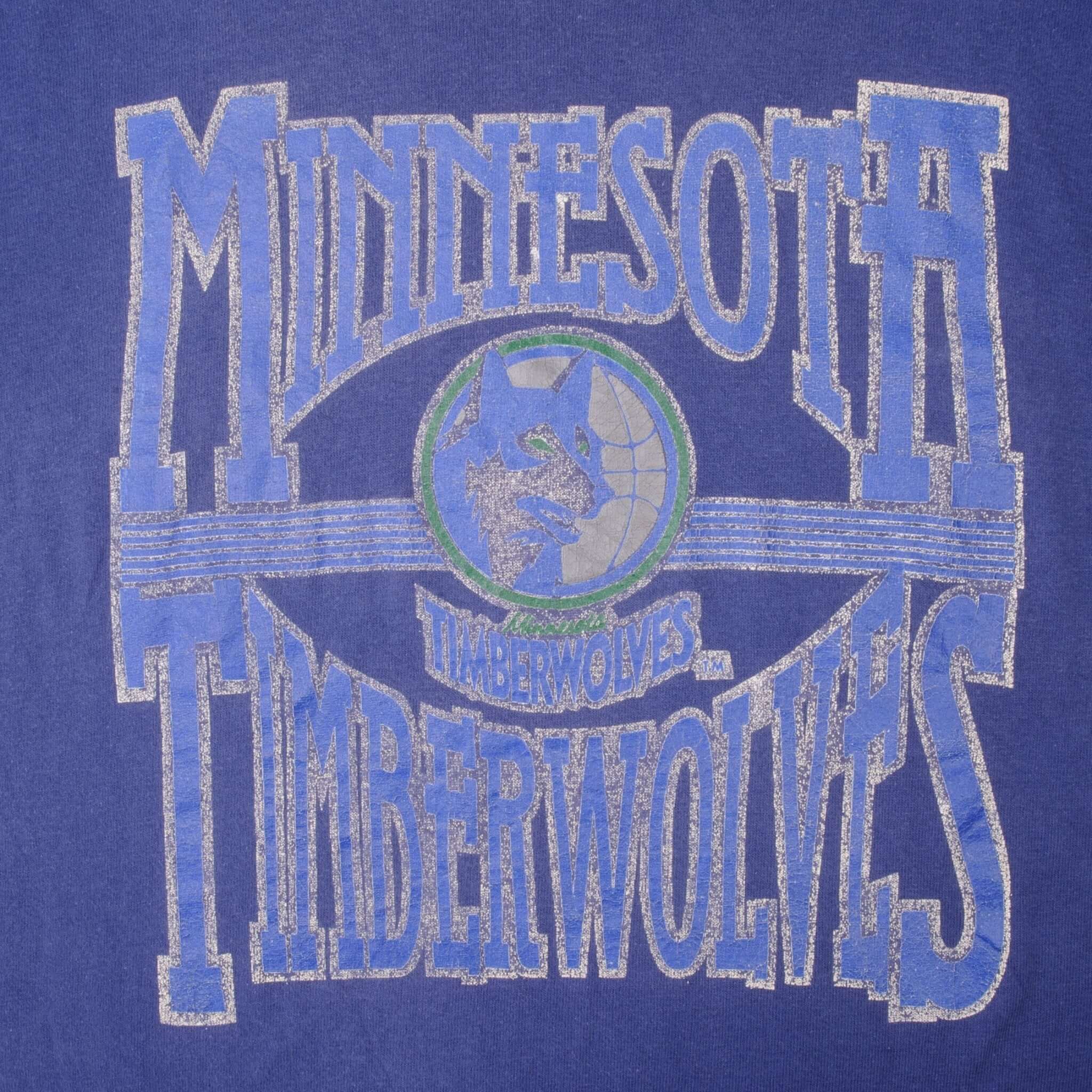 Vintage Champion NBA Minnesota Timberwolves Tee Shirt 1980s Size Medium Made In USA With Single Stitch Sleeves