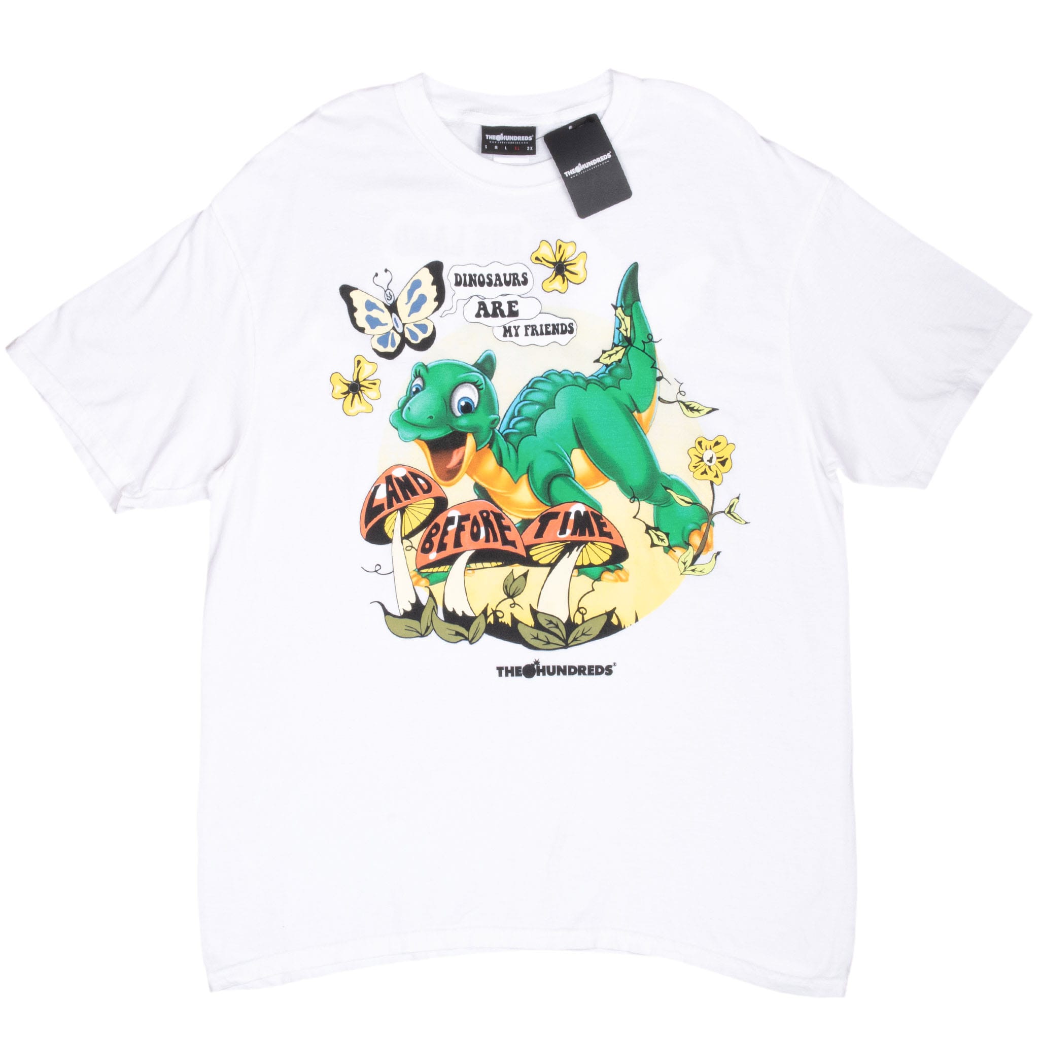 THE HUNDREDS X THE LAND BEFORE TIME WHITE TEE SHIRT XL DEADSTOCK