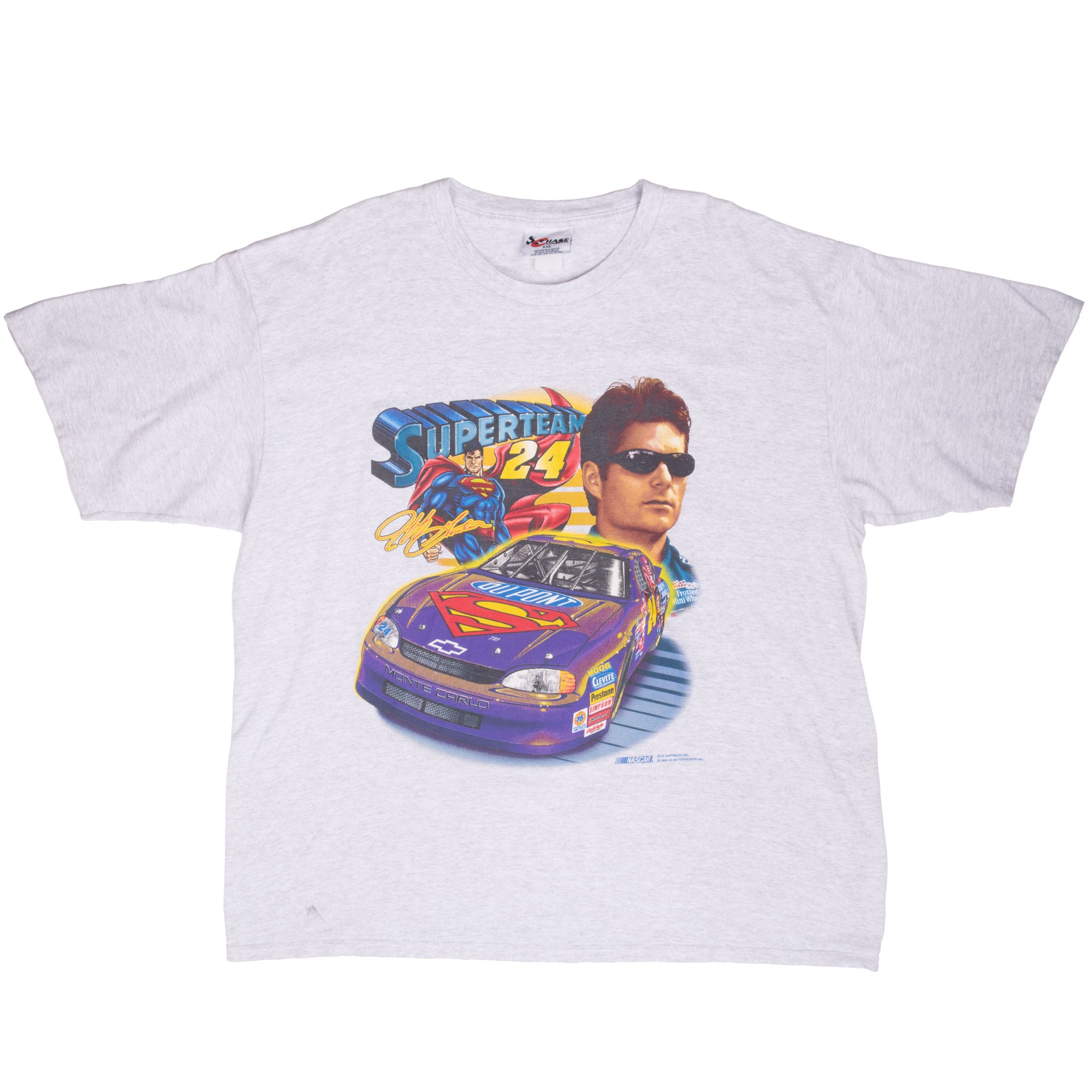 Vintage Nascar Jeff Gordon Dupont 1998 Grey Tee Shirt Size 2XL Made In USA