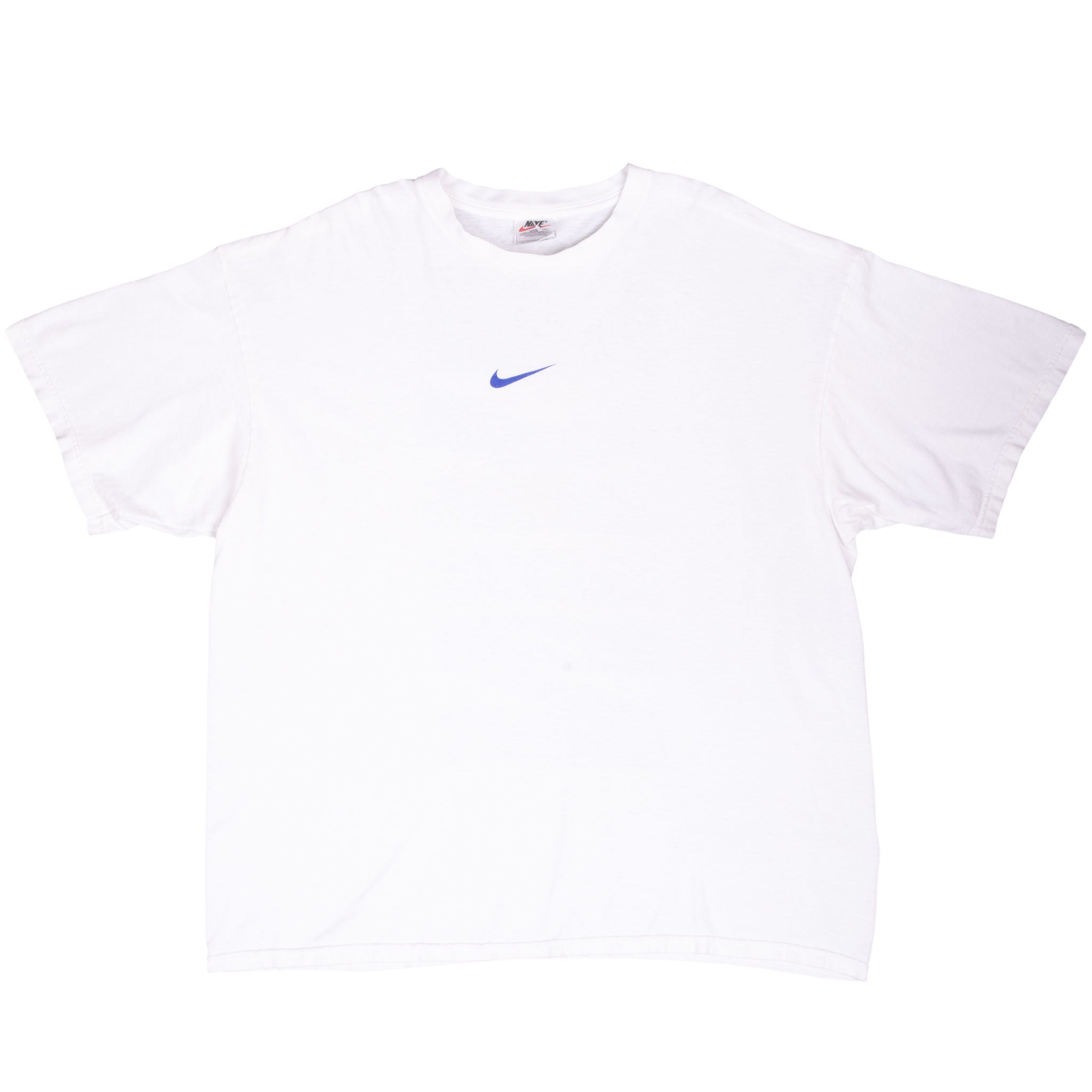 Vintage Nike Spellout Center Swoosh White Tee Shirt 1990S Size XL