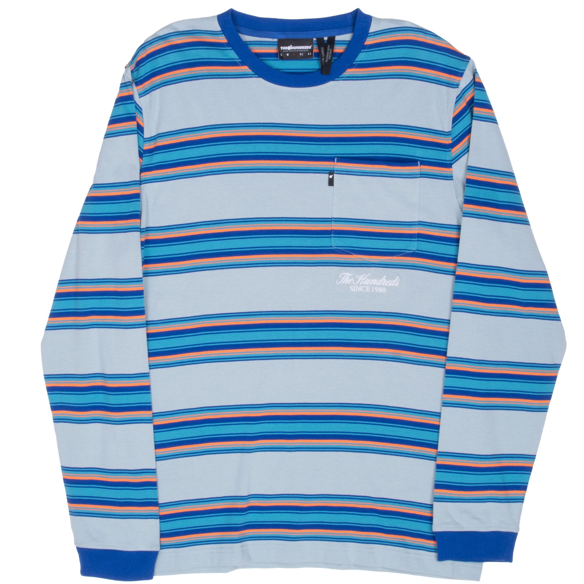 THE HUNDREDS STRIPES LONG SLEEVE POCKET TEE SHIRT SIZE LARGE DEADSTOCK