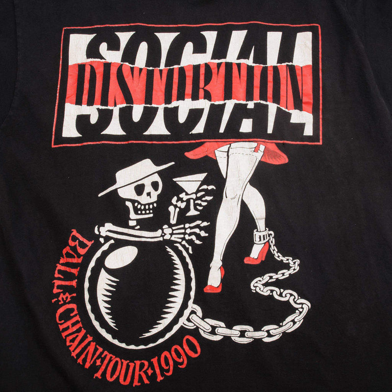 VINTAGE SOCIAL DISTORTION BALL & CHAIN TOUR 1990 TEE SHIRT SIZE XL MADE IN USA