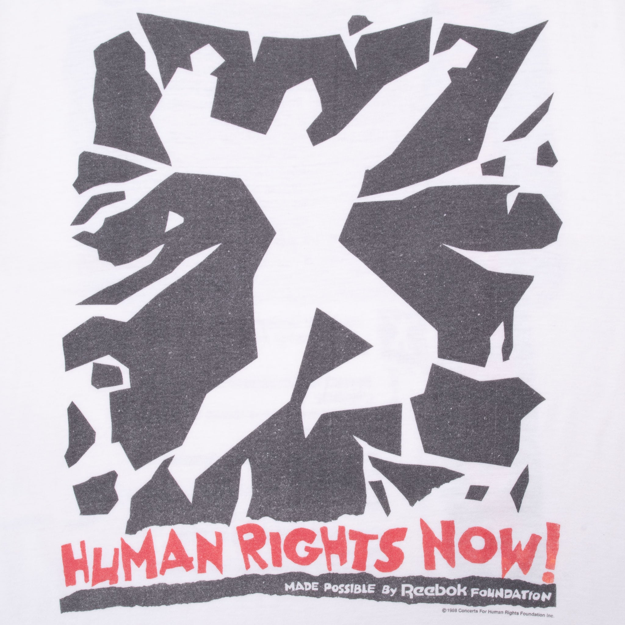VINTAGE REEBOK HUMAN RIGHTS NOW 1988 TEE SHIRT SIZE LARGE
