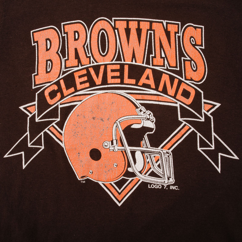Vintage Brown NFL Browns 1980s Tee Shirt Size Small Made In USA With Single Stitch Sleeves