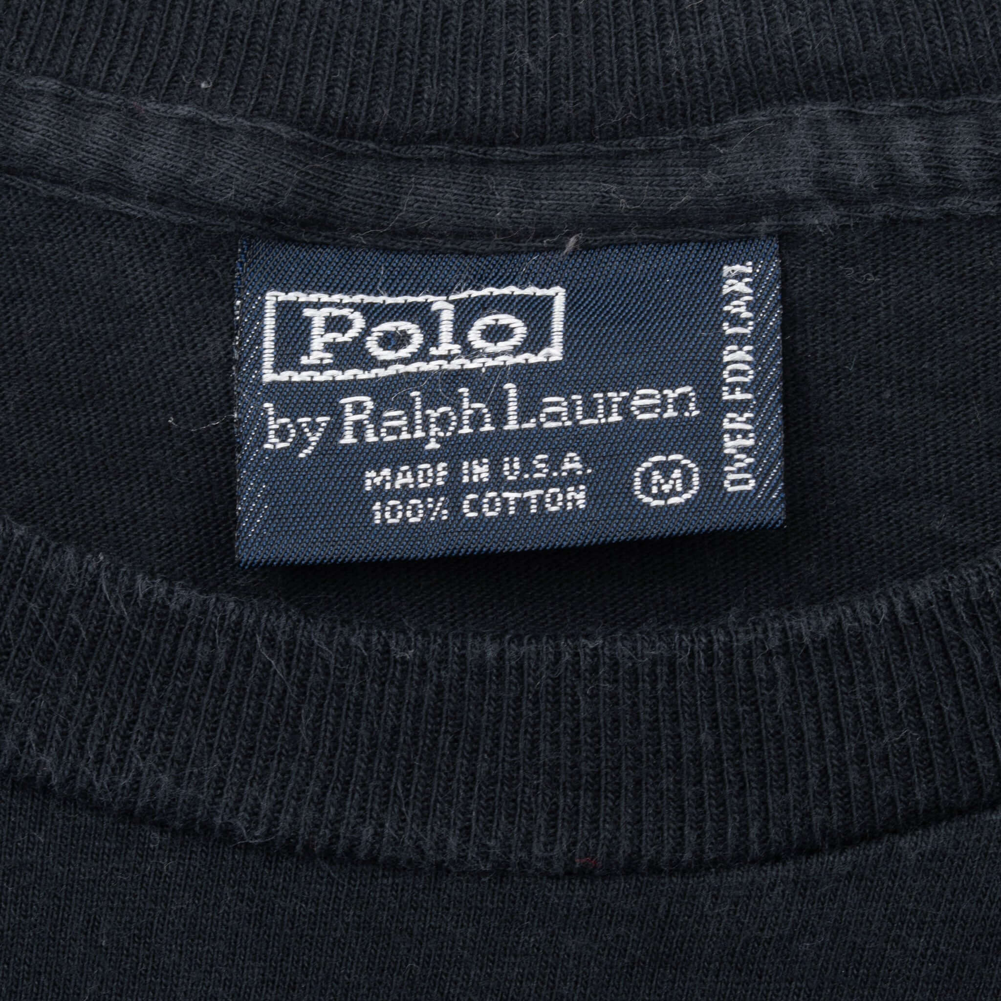Vintage Polo Ralph Lauren Classic Black Pocket Tee Shirt 1990S Size Medium Made In Usa With Single Stitch Sleeves