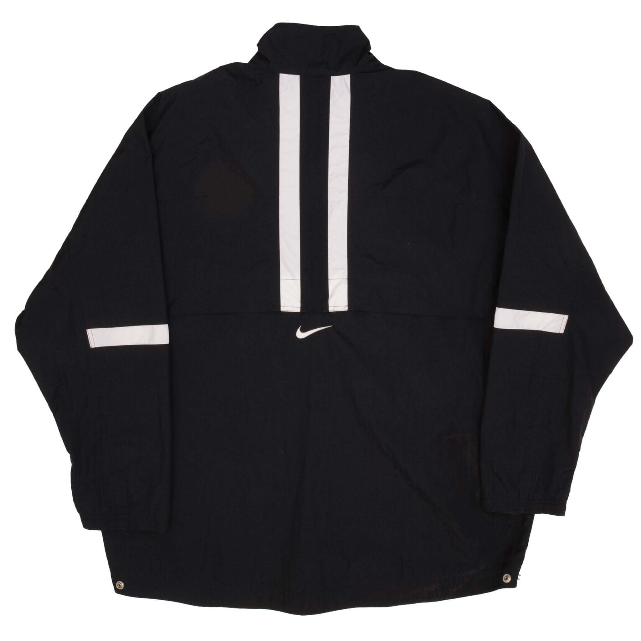 Vintage Nike Center Swoosh Black Pullover Windbreaker Jacket 1990S Size 2XL