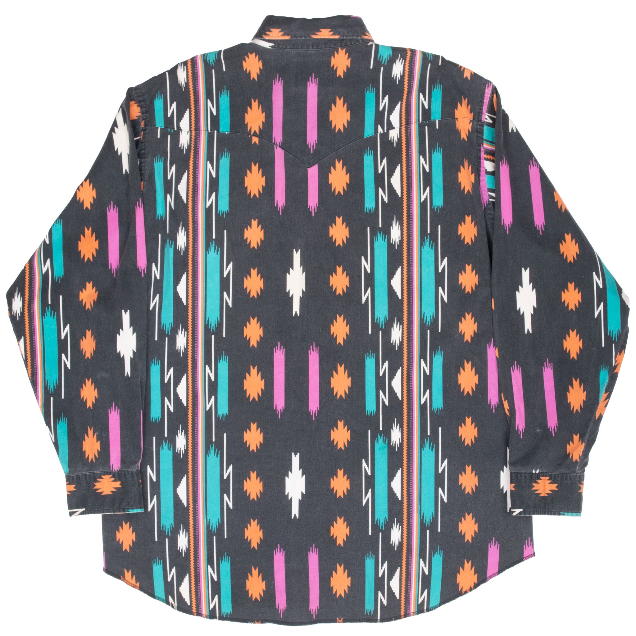 Vintage Wrangler Aztek Shirt 1990S Size 17 1/2 X 35 Size X-LONG Tail