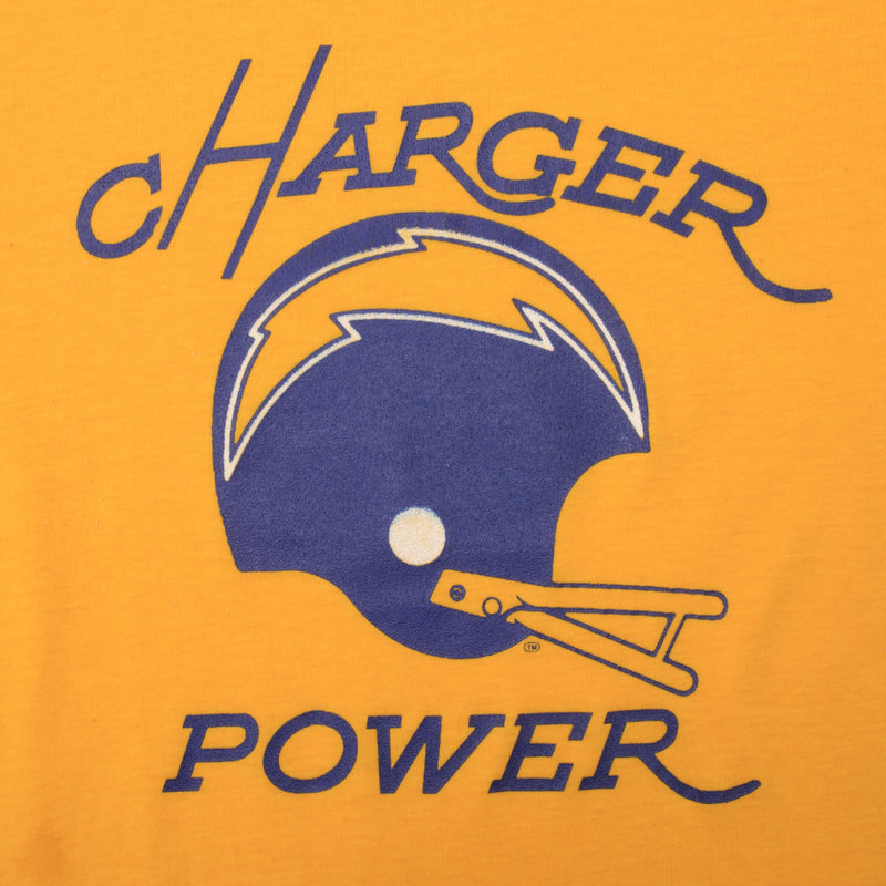 Vintage NFL San Diego Charger Power Tee Shirt 1980S Size Medium Made In USA With Single Stitch Sleeves