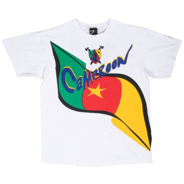 Vintage Soccer World Cup Cameroon 1994 Usa Tee Shirt Size Large With Single Stitch Sleeves