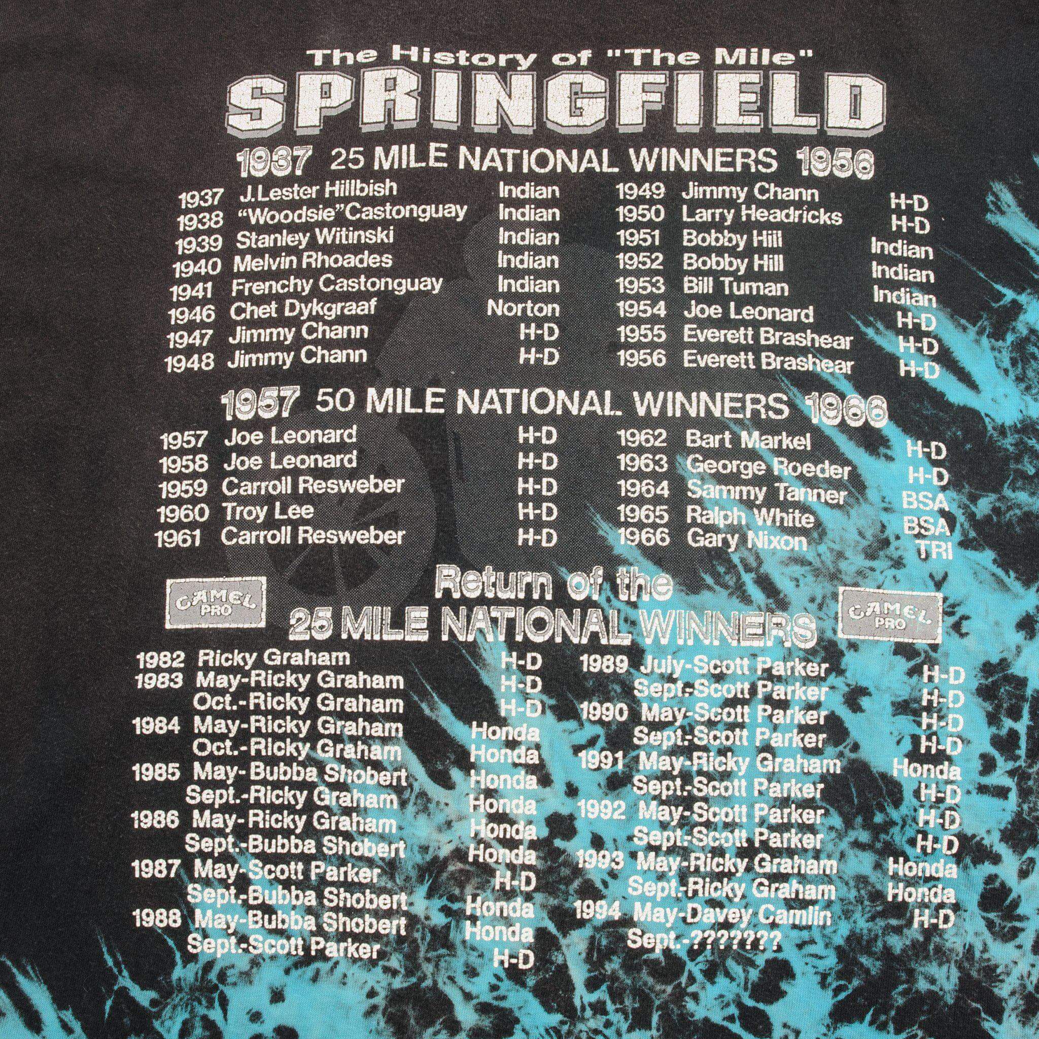 VINTAGE SPRINGFIELD THE MILE TEE SHIRT 1994 SIZE XL