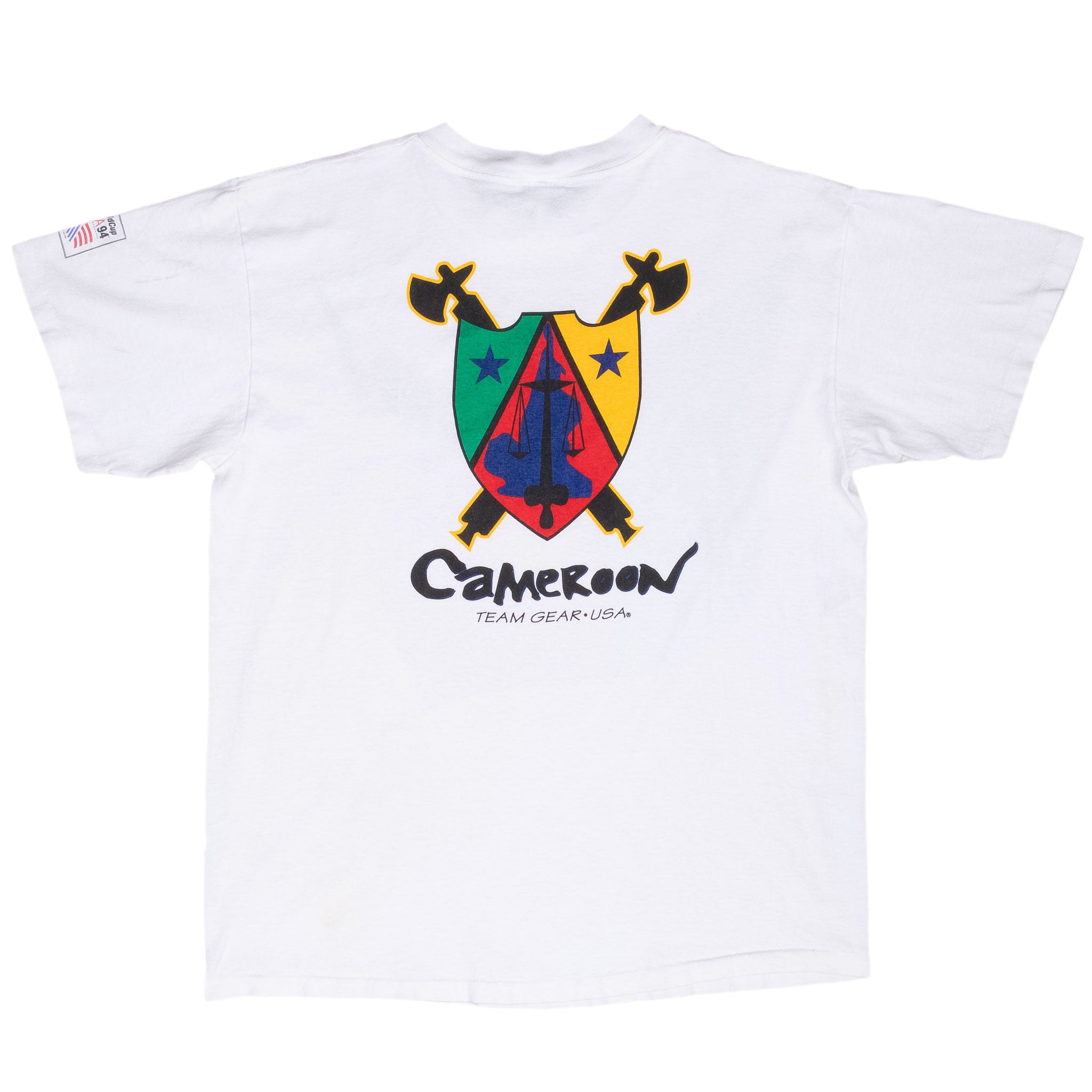 Vintage Soccer World Cup Cameroon 1994 Usa Tee Shirt Size Large With Single Stitch Sleeves