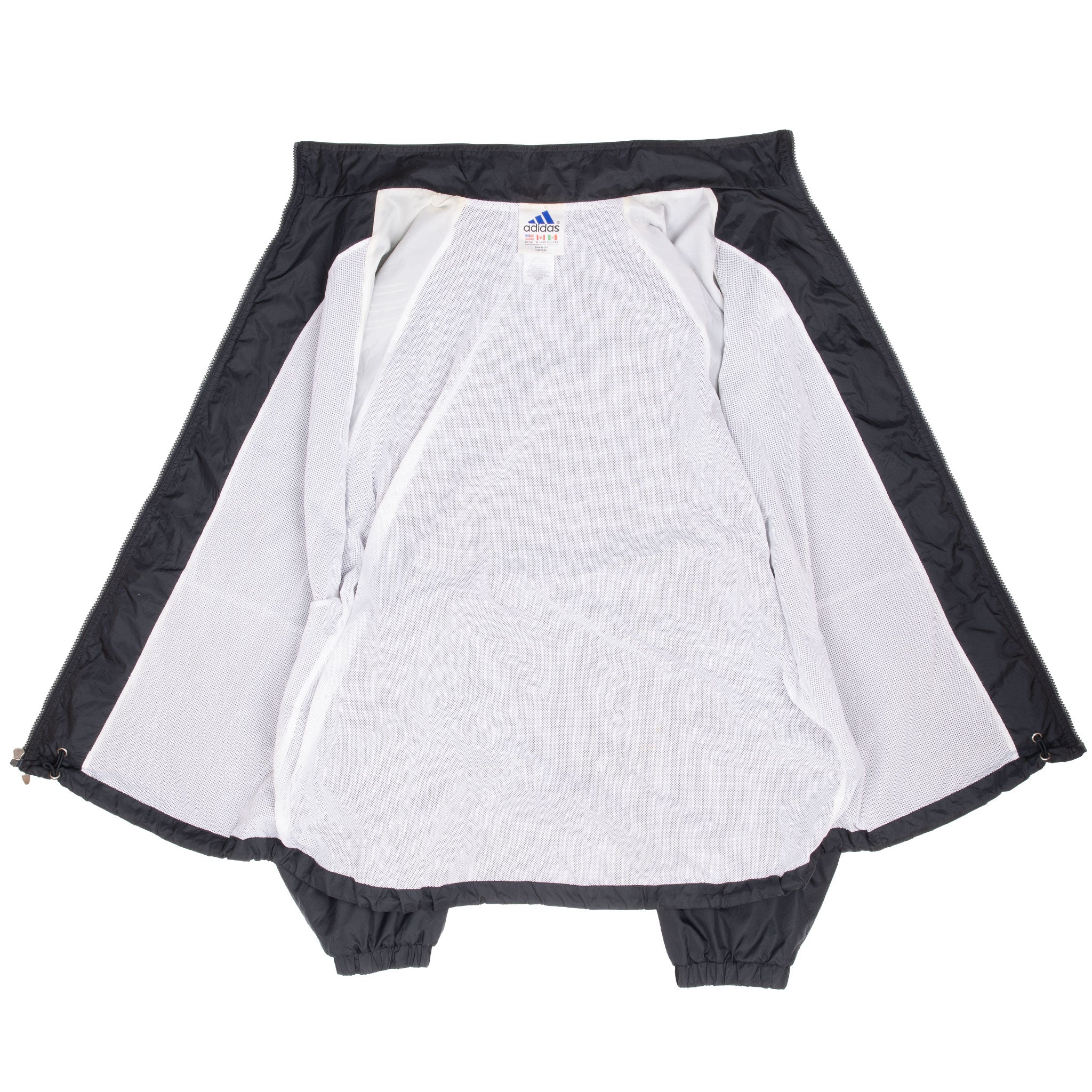 Vintage Adidas 3 Stripes Black Windbreaker Jacket 1990S Size Xl