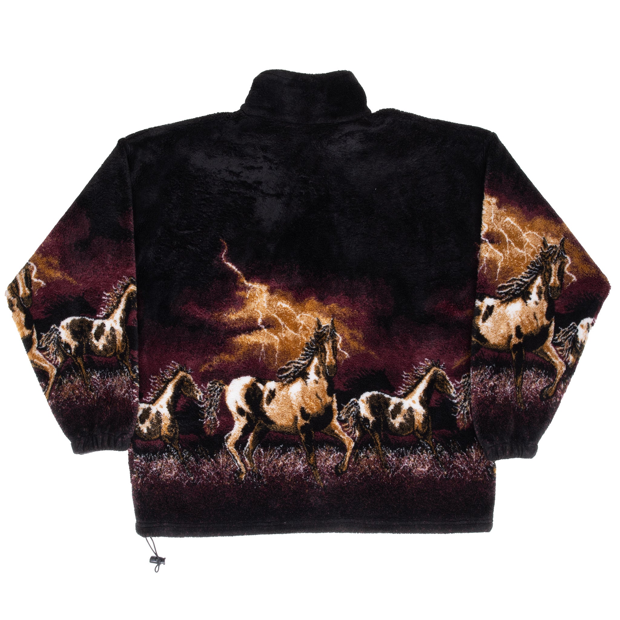 Vintage Animal Print Wild Horses Fleece Jacket 1990S Size Large Made In Usa