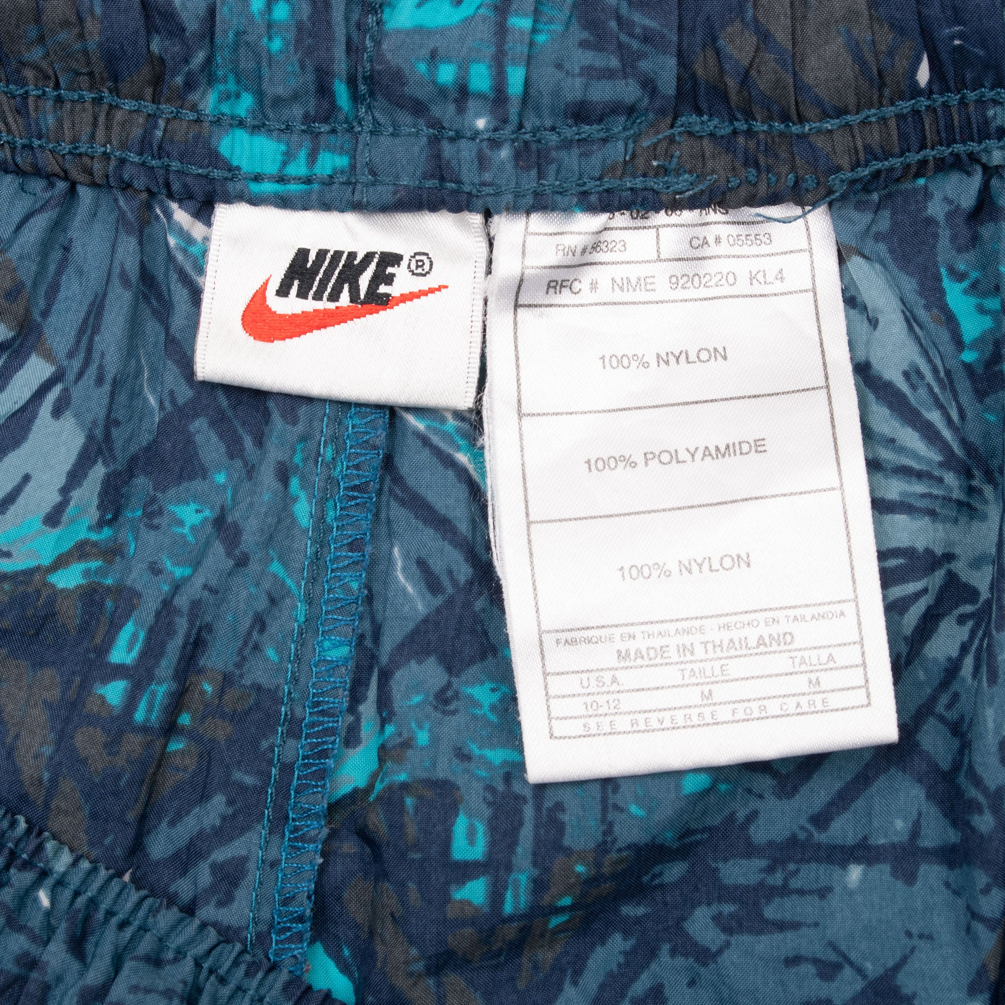 Vintage Nike Swoosh Blue Leaf Print Swimming Shorts Trunk 1990S Size Medium
