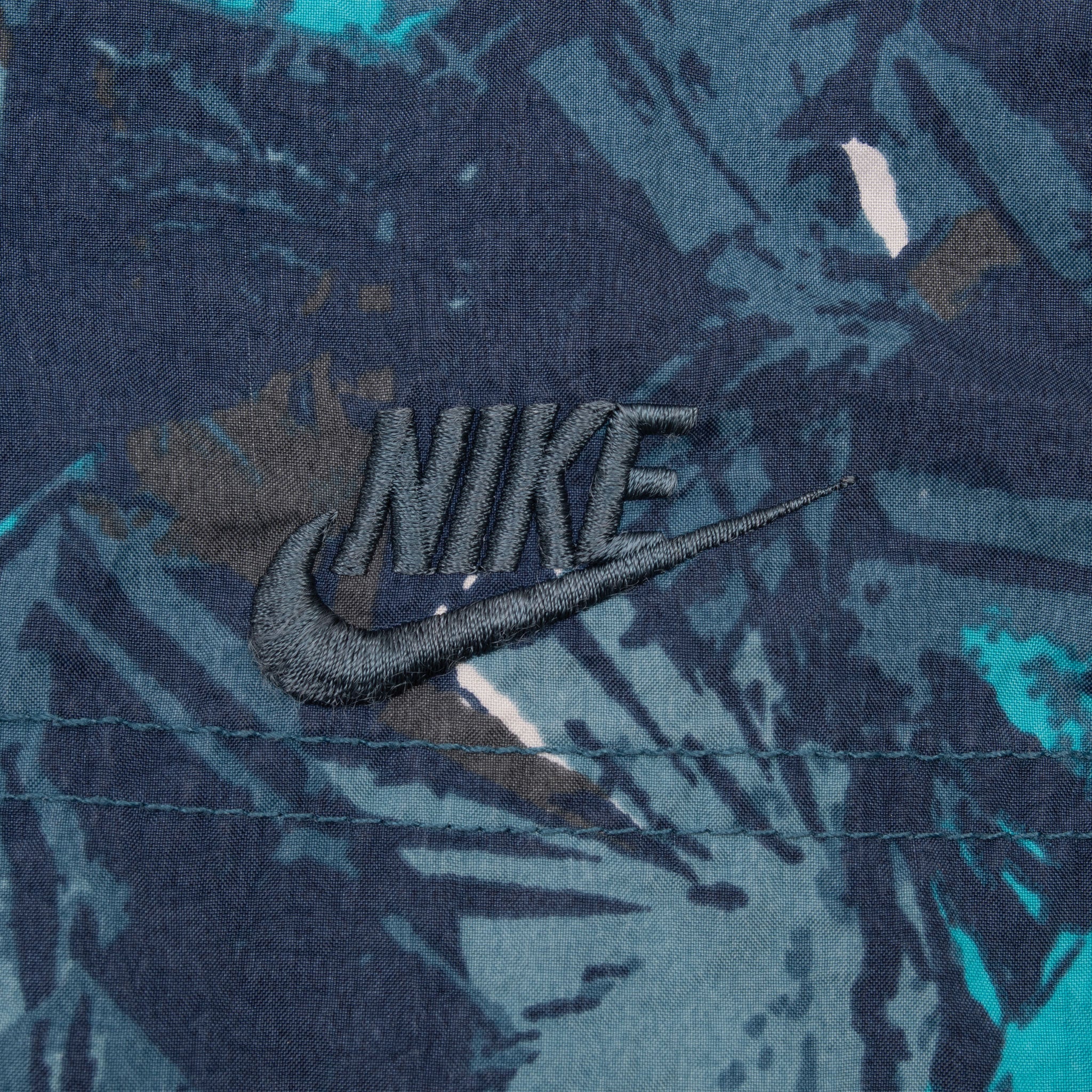 Vintage Nike Swoosh Blue Leaf Print Swimming Shorts Trunk 1990S Size Medium