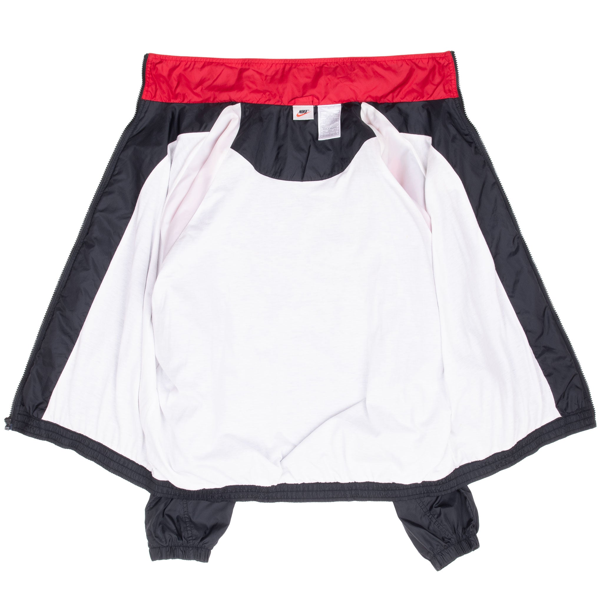 Vintage Nike Big Swoosh Black Red White Windbreaker Jacket 1990S Size Large